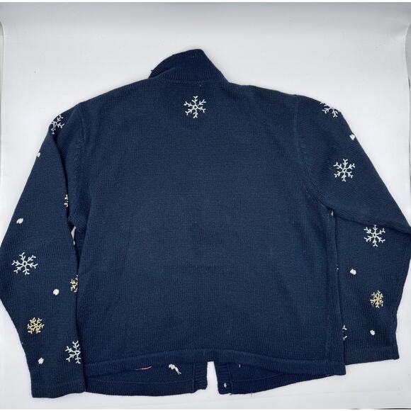 Holiday Snow Dress Barn Retro Cardigan Snowflakes Cottagewore - Picture 4 of 4